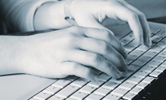 Hands of a copywriter